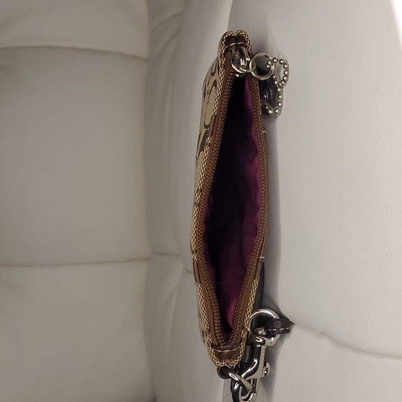 Coach Signature Brown Wristlet - Picture 7 of 8